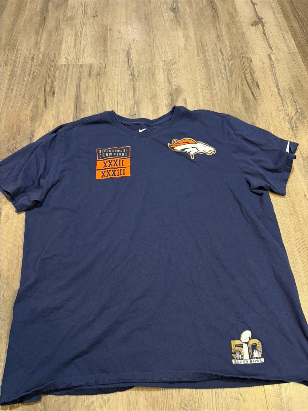 Nike Navy Denver Broncos Short-Sleeve Tee with Team Logos